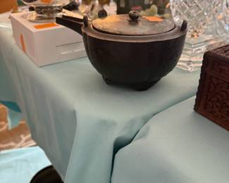 Opium pot brought back from Philippines in 1900 . Paper work inside.