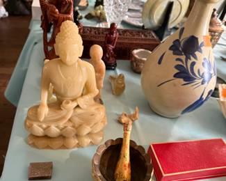 White jade hand carved Buddha statue