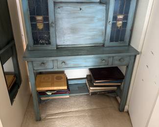 Desk with stained glass doors 