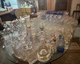 OMG - Tons of Glasses and Stemware and Crystal Decantors!!!