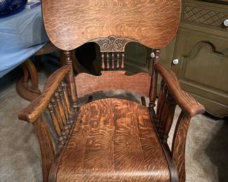 Beautiful Tigar Oak Carved Rocking Chair
