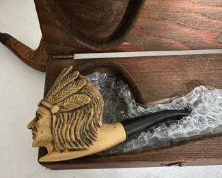 Carved Indian Head Pipe