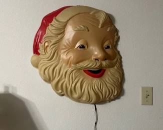 Vintage Lighted Santa Face with Box