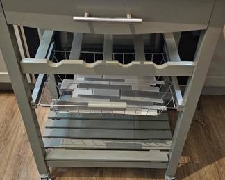 Linon Natalie Granite Top Rolling Kitchen Storage Island