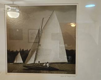 Framed Picture of a Sailboat on “Upper St. Regis Lake”