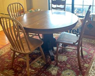 Round Wooden Kitchen Table Heavy Duty 4 Chairs
