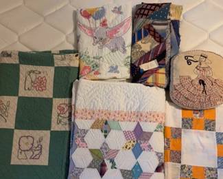 Vintage Quilts, Hand Stitched, Machine Pieced, Four Sack Pillow