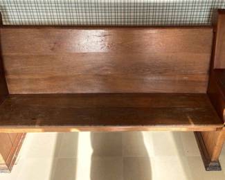 Vintage Pine Pew With Floral Carvings