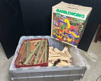 Wooden Trains and Tracks, Lincoln Logs, Marble Run