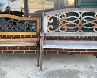 Two Wood metal Benches