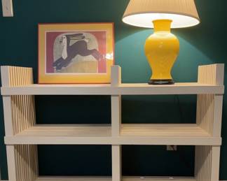 Mary Hamilton Hop Framed Art, Table Lamp, Shelving Unit