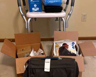 Medical Equipment Shower Chair,CPAP Equipment Bag,First Aid Kit,Blood Pressure Monitor,Tens Unit
