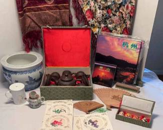 Asian Themed Decor silk Scarves, Silk Hand Painted Handkerchiefs, Hand Fans,