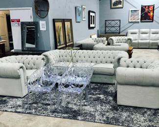 Tufted Sofa and Chairs and Lucite Chairs Orlando Estate Auction
