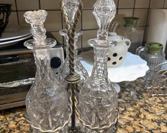 Silverplate Victorian Decanter Stand with Cut Glass Decanters (1890)