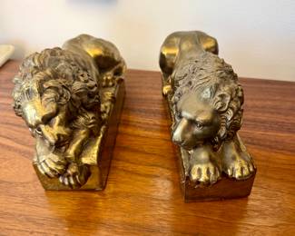 Pair of Antonia Canova Lion Brass Bookends