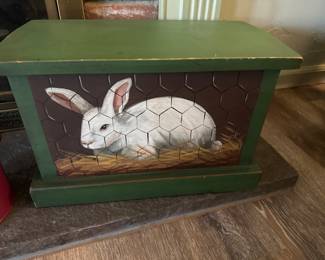 Wooden Bunny Storage Box 1970s
