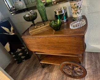 Antique Drop Leaf  Tea Table Cart