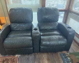 Double Reclining Leather Chairs