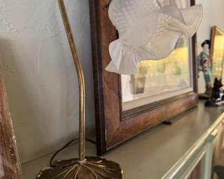 Lily Pad Brass and Glass Tulip Lamp