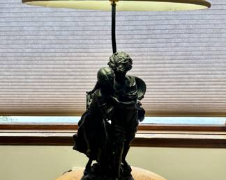 1900s Passage du Gue “The Ford French” Antique Statute after Moreau electrified