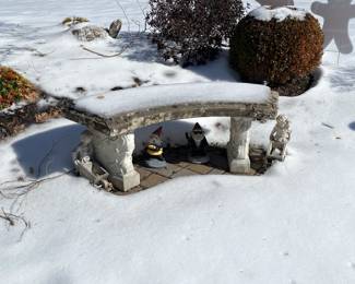 Concrete three piece garden bench.