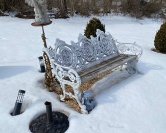 Outdoor furniture and lawn ornaments. Cast aluminum bench.