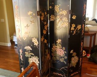 4 panel wood screen...art on backside as well