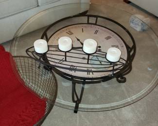 Clock coffee table/glasstop