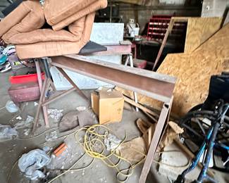 Two metal saw horses