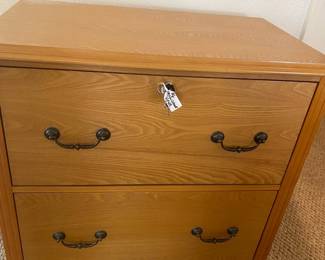 Natural Wood Finish Two Drawer File Cabinet