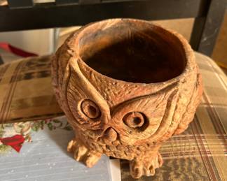 Vintage Red Clay Swirl Boho Chic Owl
Planter 