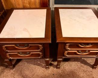 Matching Marble Top End Tables by Royal  