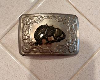 Silver Bucking Bronco Belt Buckle