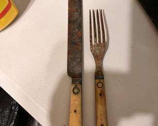 Civil War Era Bone Handled Knife & Fork