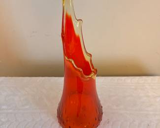 Red and Yellow Hobnail Swung Vase 