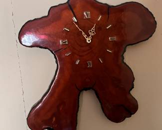 High Gloss Wooden Slab Wall Clock