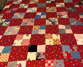 Hand Pieced & Quilted Patchwork Quilt