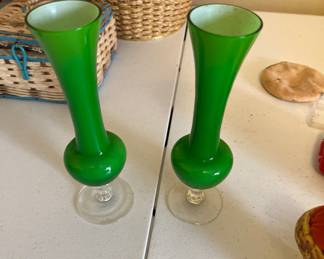 MCM Green Swirl Bud Vases