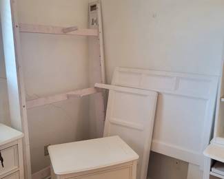 Single/Twin bed frame, head and foot boards, side table, dresser and Desk with bookshelf.