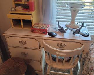 French Provincial Desk, Headboard, Chair and Dresser