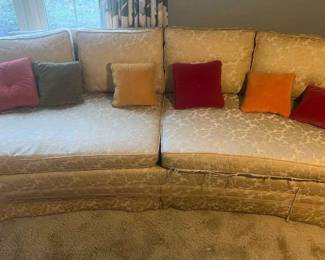 426 Gold Floral Sofa W Starburst Throw Pillows