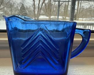 Cobalt Glass Chevron Pitcher