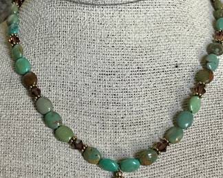 Turquoise Bead Necklace with Sterling Silver Clasp