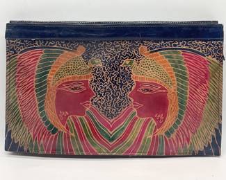 Vtg Egyptian Style Leather Handbag Made in India