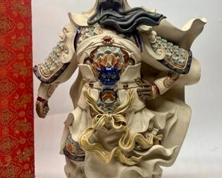 Chinese Hand Painted Porcelain Warrior Sculpture