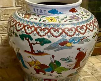 Large Hand-Glazed Chinese Pottery Vase