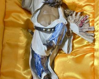 Chinese Hand Painted Porcelain Sculpture in Box