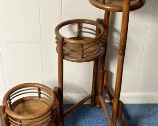 Vtg Bentwood Rattan Adjustable Plant Stand