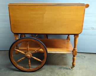 Drop Leaf Tea Cart With Single Drawer